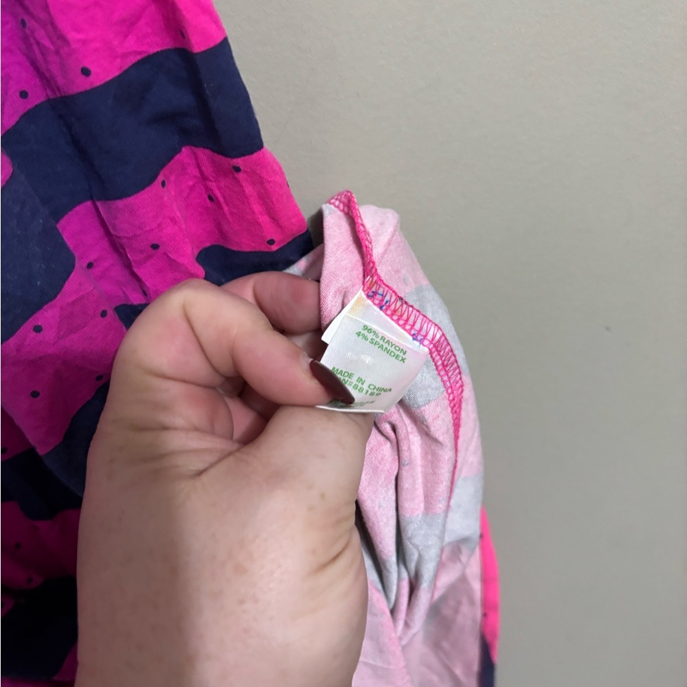 Lilly Pulitzer MD Beckett Stripe Balloon Sleeve Cinch Waist Dress Pink Blue - Picture 5 of 6